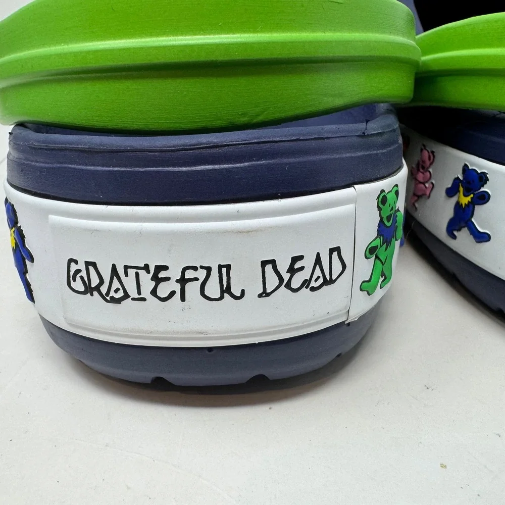 Crocs Grateful Dead 50th Anniversary Clogs Mens 12 Navy Blue Green‎ Dancing Bear